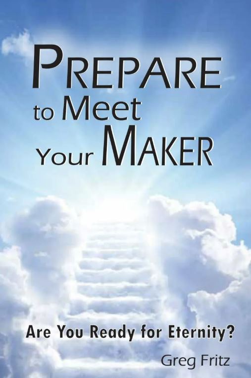 Prepare to meet your maker book cover with cloud stairs. Are you ready for eternity?